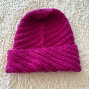 Anthropologie cashmere Fuchsia Knit Beanie